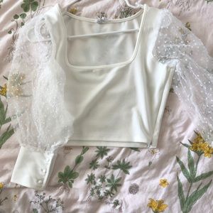 White Sheer Puff Sleeve Top